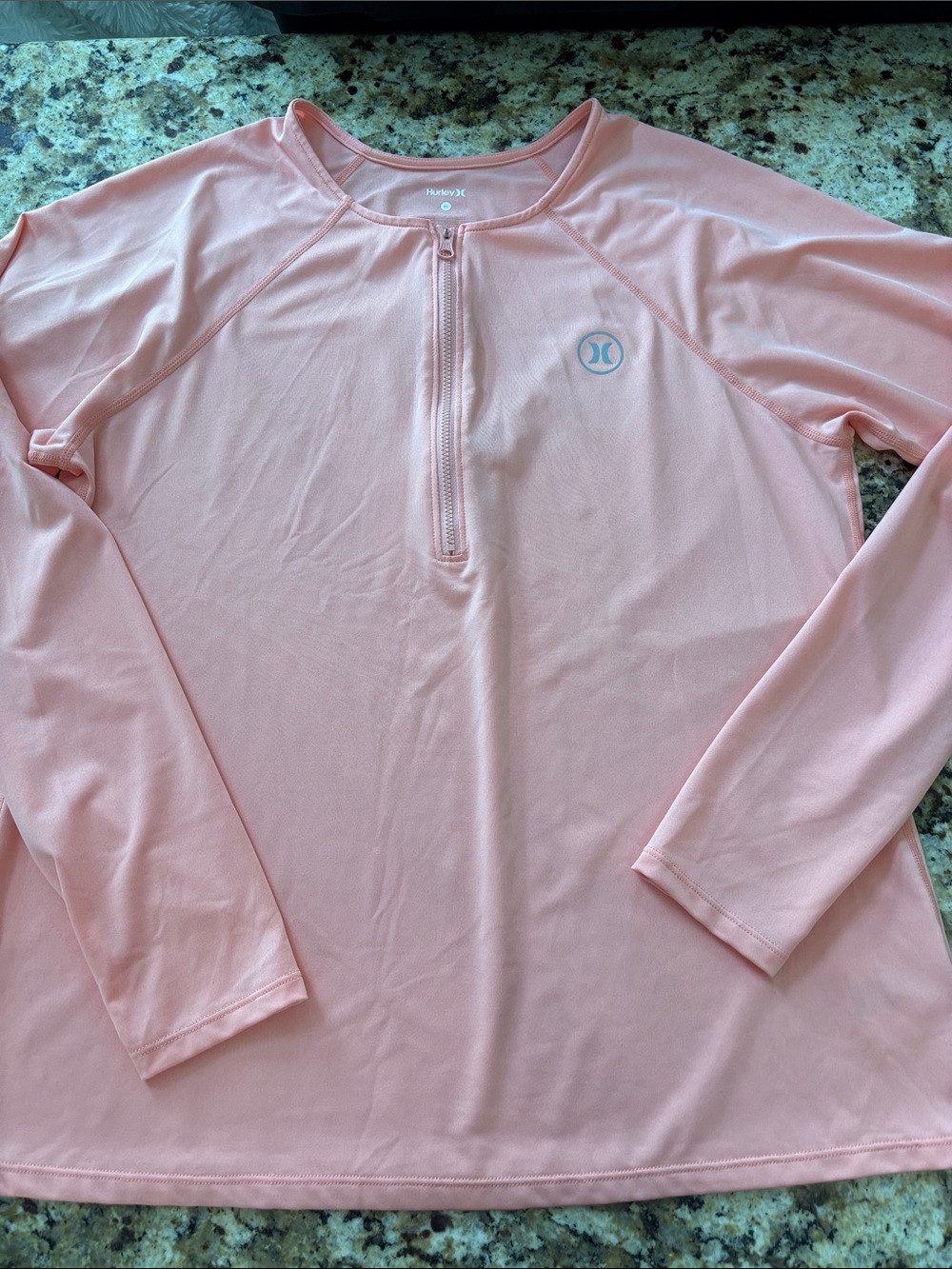 Hurley Pale Coral Long-Sleeve Zip Front Rash Guard